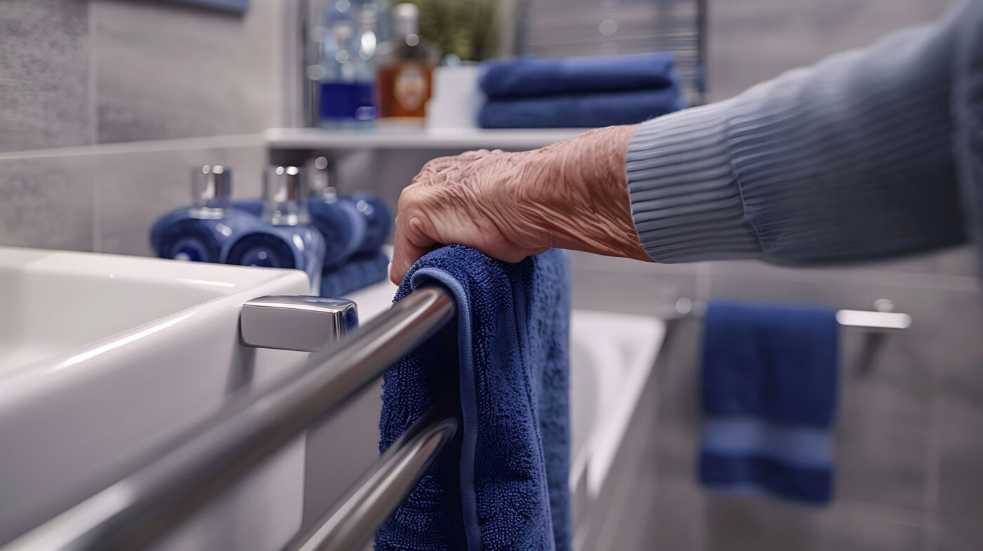 Fall prevention plan woman holding raling